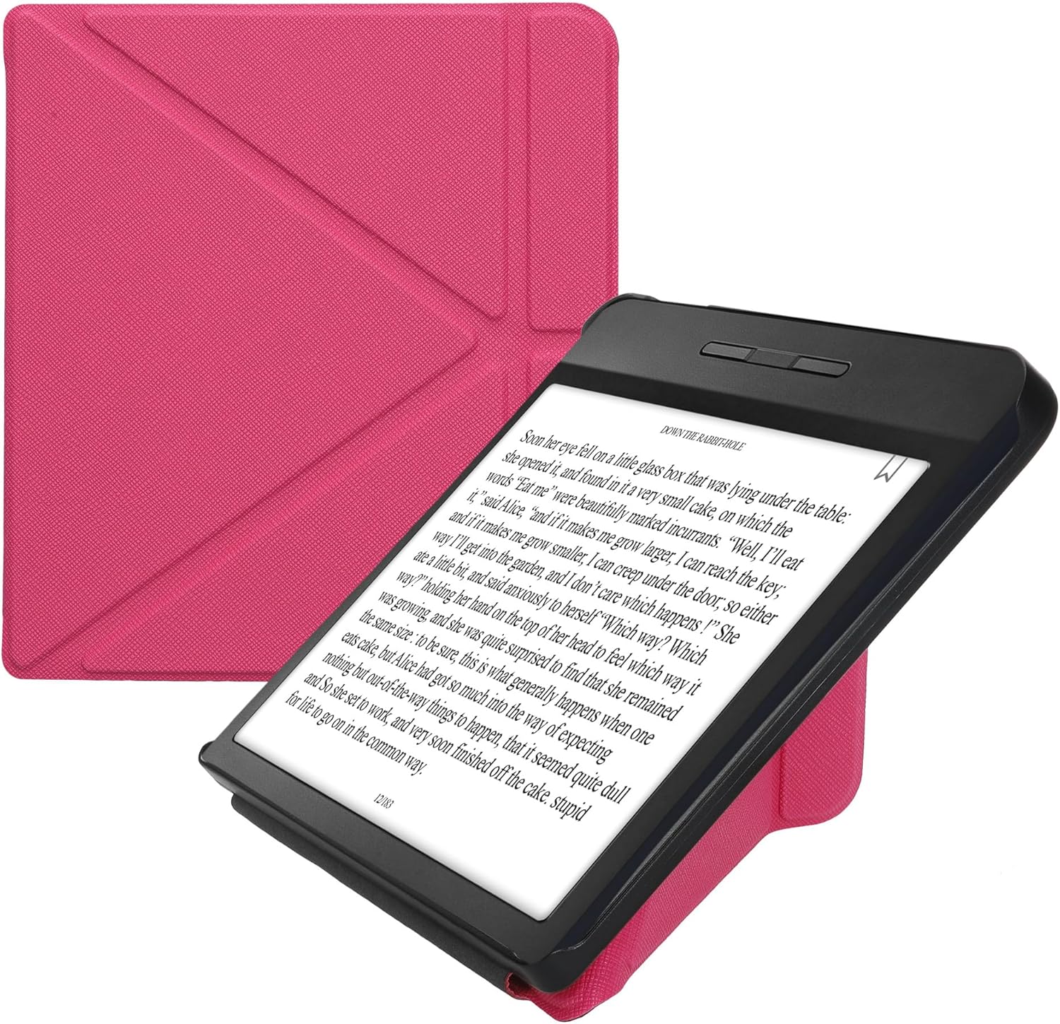 Kwmobile Origami Case for Kobo Libra H2O neon pink front view