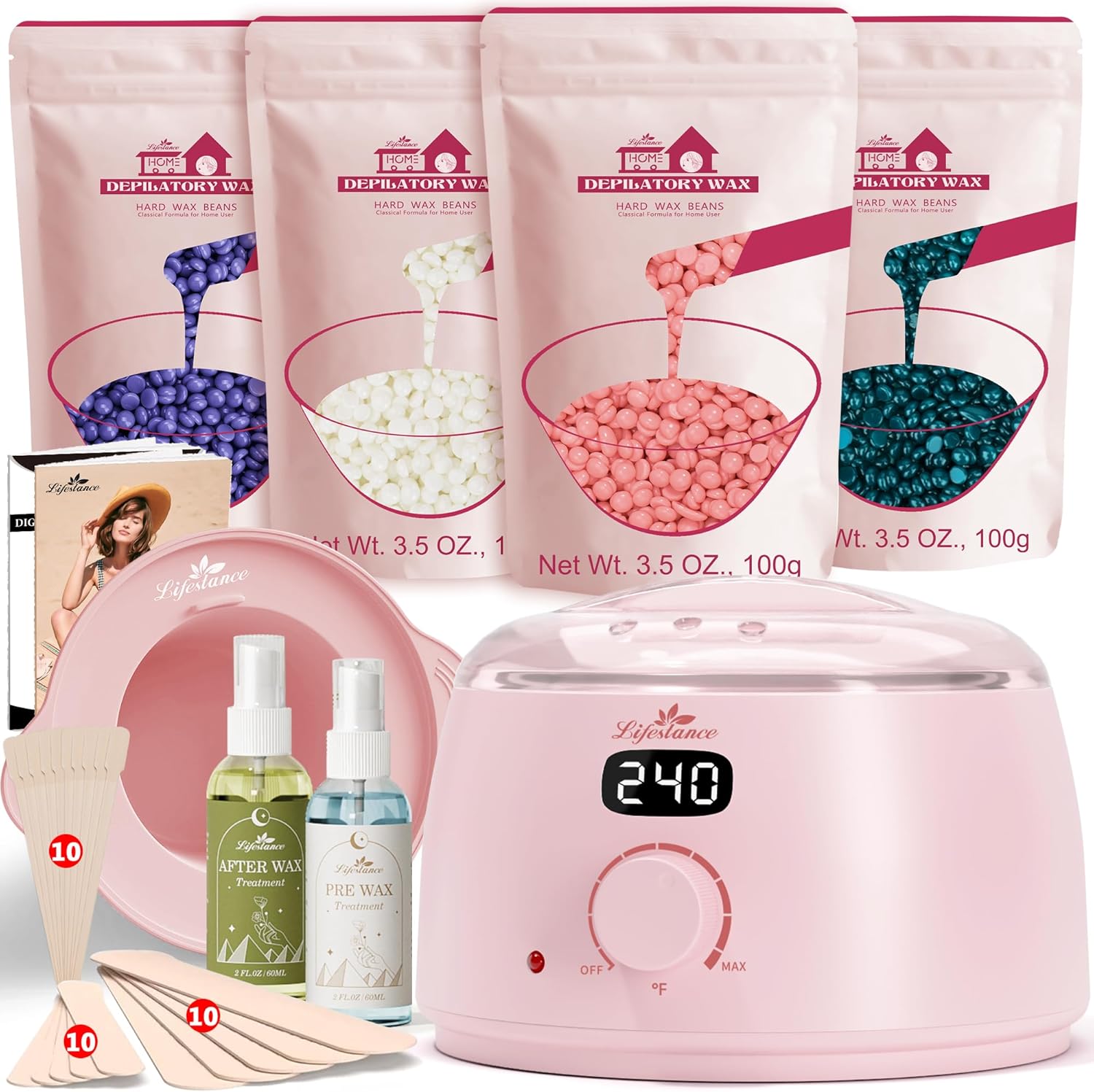 Lifestance Pink L3 Digital Waxing Kit packaging and components front view