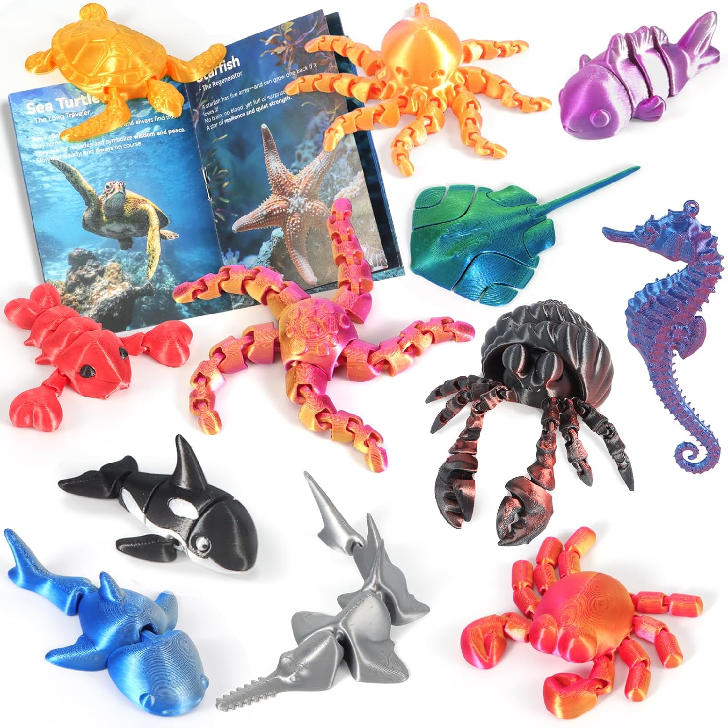 Toycost 3D printed ocean animal toys set front view