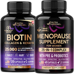 Nutraharmony Biotin Collagen Keratin and Menopause Capsules front view supplement bottle