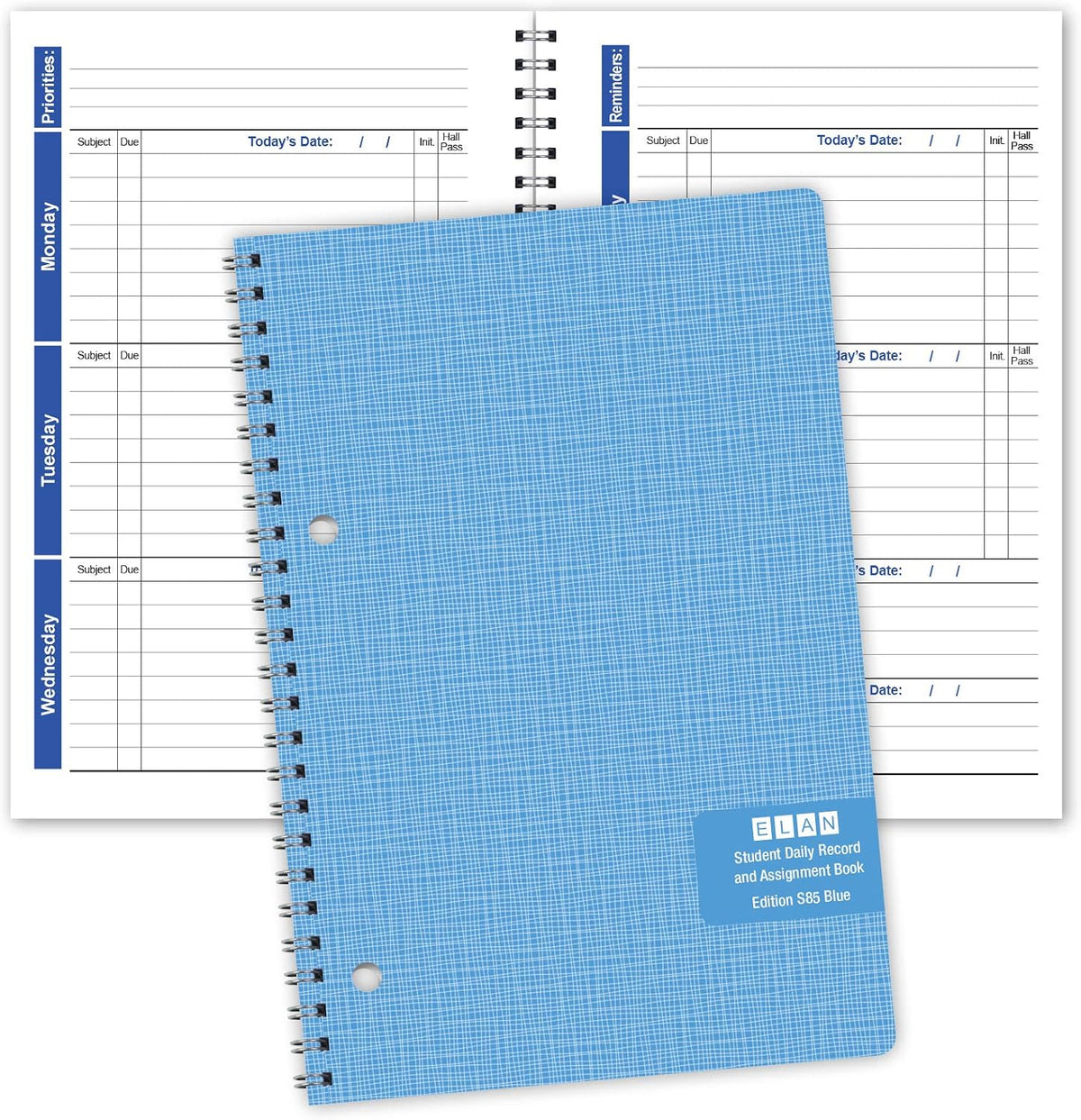 Elan Publishing Company student planner front view in blue