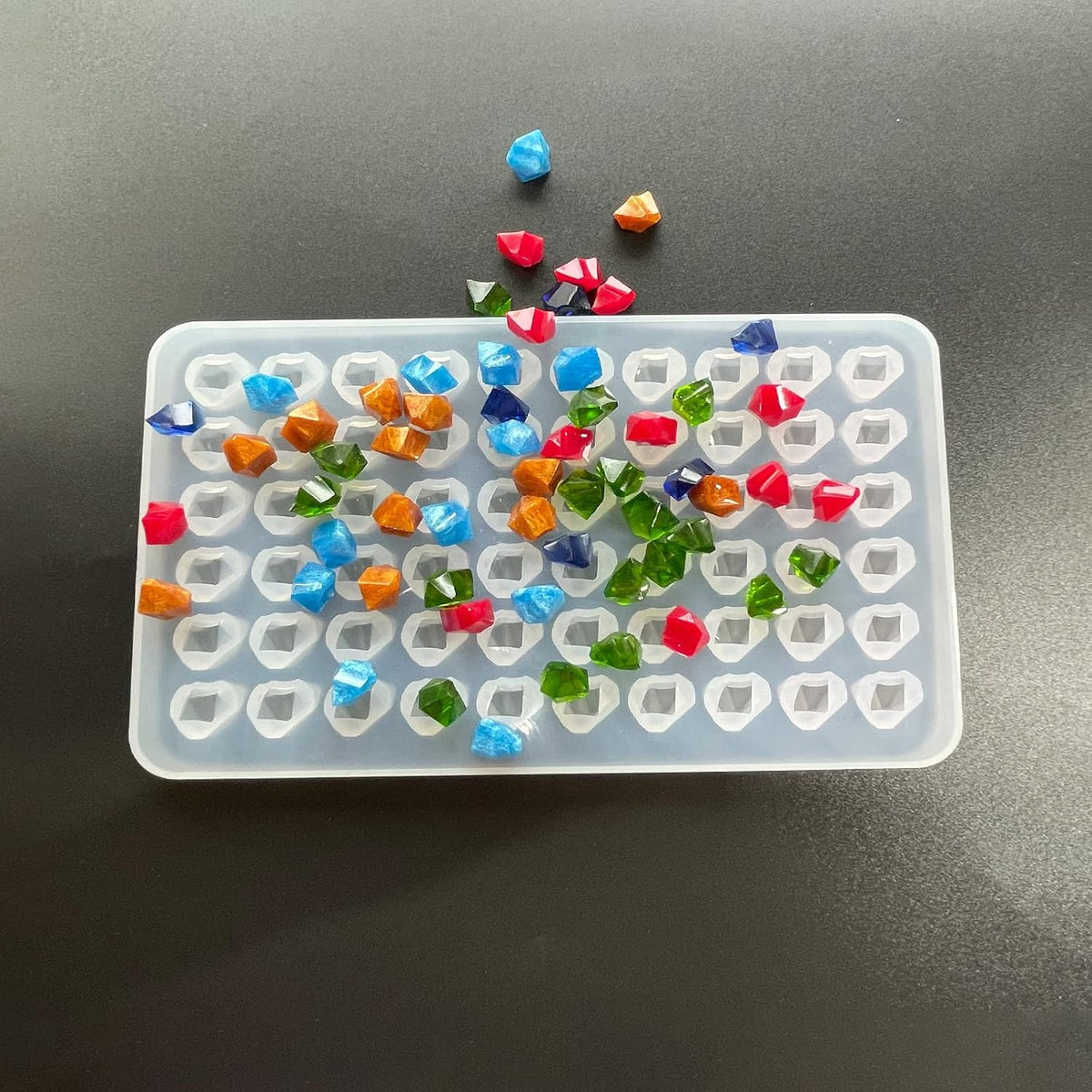 Mold Resin Craft Makes 60 Crystals - Small Crystal Stones Silicone Mold for Resin - Candles - Soap - Ice Cube - Jewelry - 1 Unique Shapes (White)(M0008) - Image 3