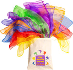 Covelico Play Scarves for Kids 14 pack front view with storage bag