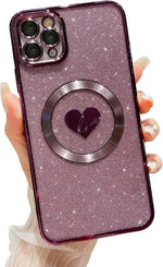 Compatible with iPhone 11 Pro Max 6.5 Inch Case with Magsafe, Plating Heart Glitter Magnetic Case for Women Girl TPU Camera Protection Back Cover for iPhone 11 Pro Max Pink - Image 10