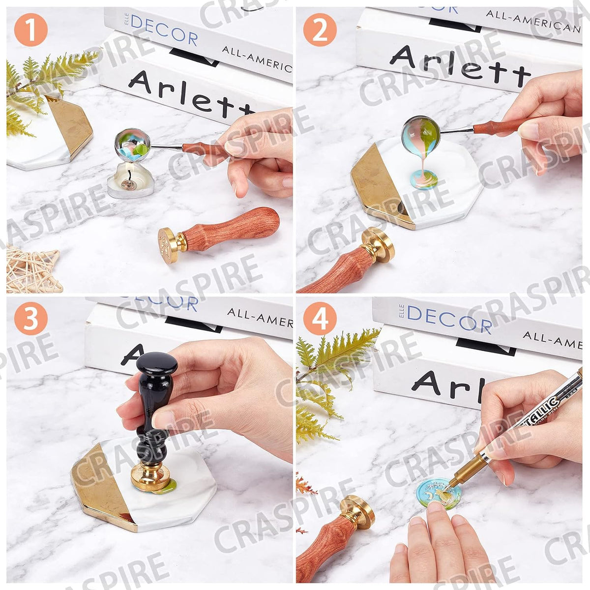 CRASPIRE decorative wax seal stamp imprint example on paper