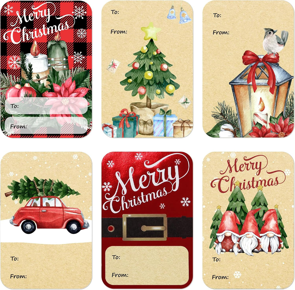 120 PCS Self Adhesive Christmas Gift to from Stickers | 2 x 3 inch, 15 sheets with 8 holiday designs, writable name labels for presents, favor bags, stockings and crafts - Image 12