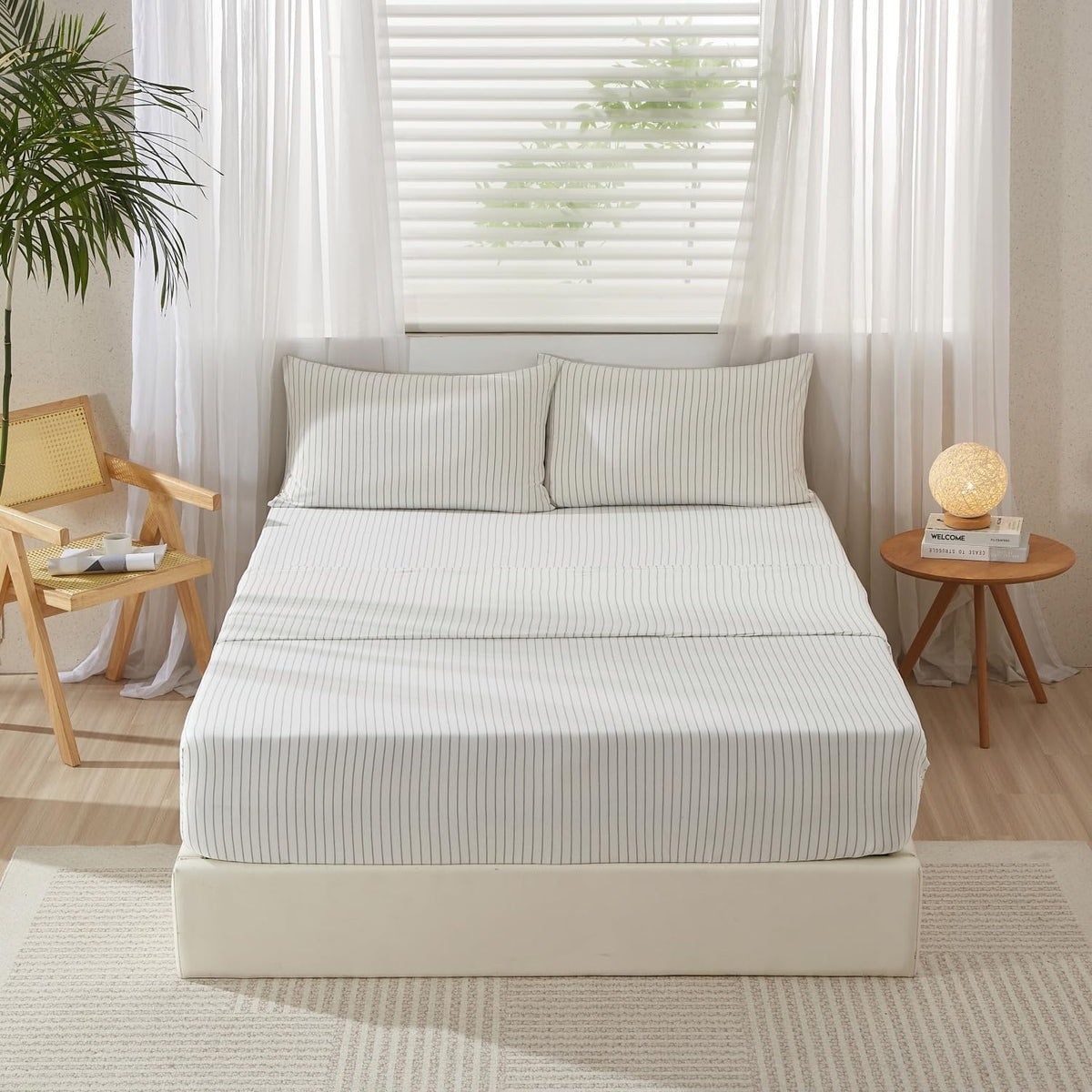 LIFETOWN Jersey Knit Cotton Fitted Sheet Queen Size Light Grey Fitted Sheet Set 3 Pieces, 15" Deep Pocket, Ultra Soft and Easy to Put - Image 9