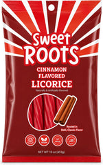 Back label of Happy Bites cinnamon licorice twists detailing kosher certification and vegan attributes.
