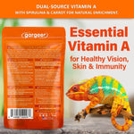 Close up of Gargeer Vitamin A Plus label showing Retinyl Palmitate and Beta-Carotene