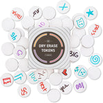 Stellar Factory dry erase tokens written on during gameplay