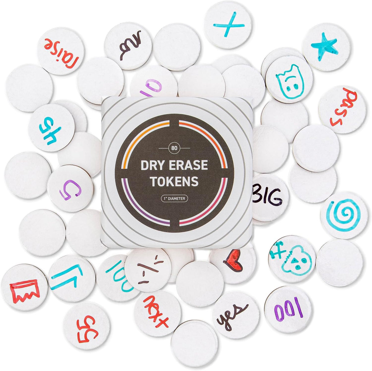 Stellar Factory dry erase tokens written on during gameplay
