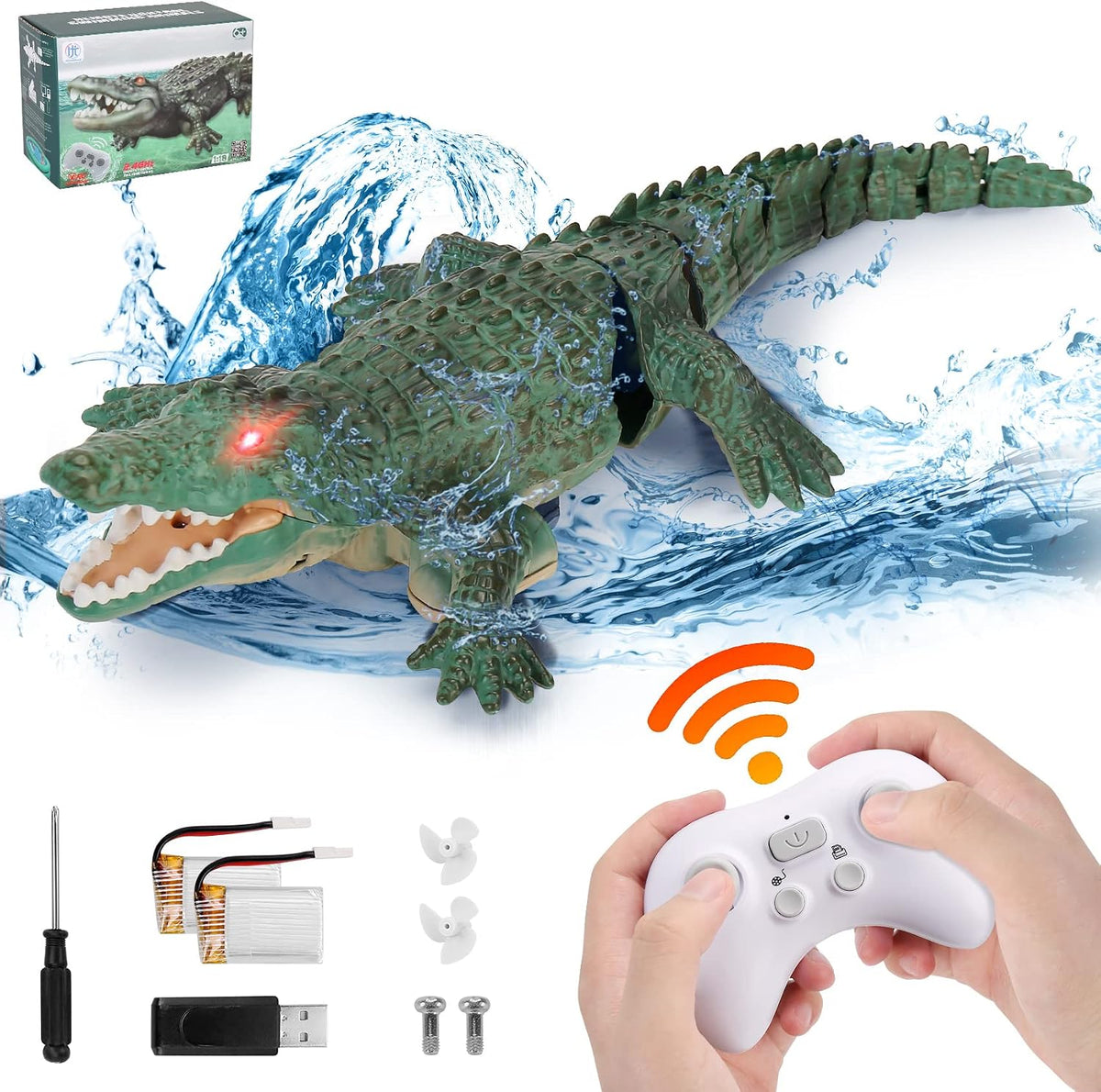 GearRoot remote control crocodile toy front view