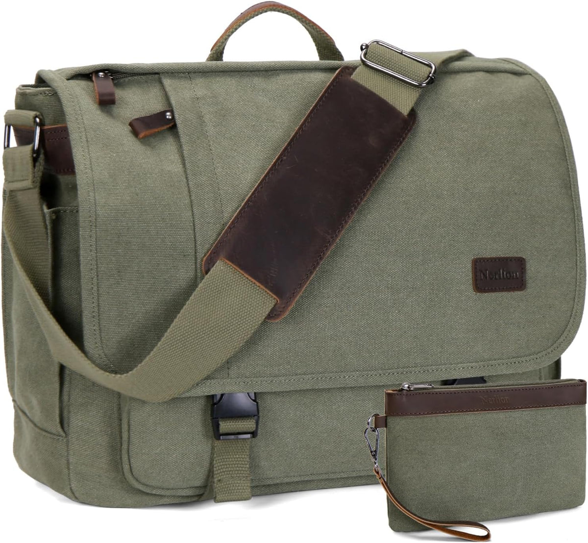 Nerlion Messenger Bag for Men 17-17.3 Inch Laptop Bag Canvas Water-resistant Computer Bag Shoulder Bag Work Briefcase Bookbag for College (Dark Gray) - Image 11