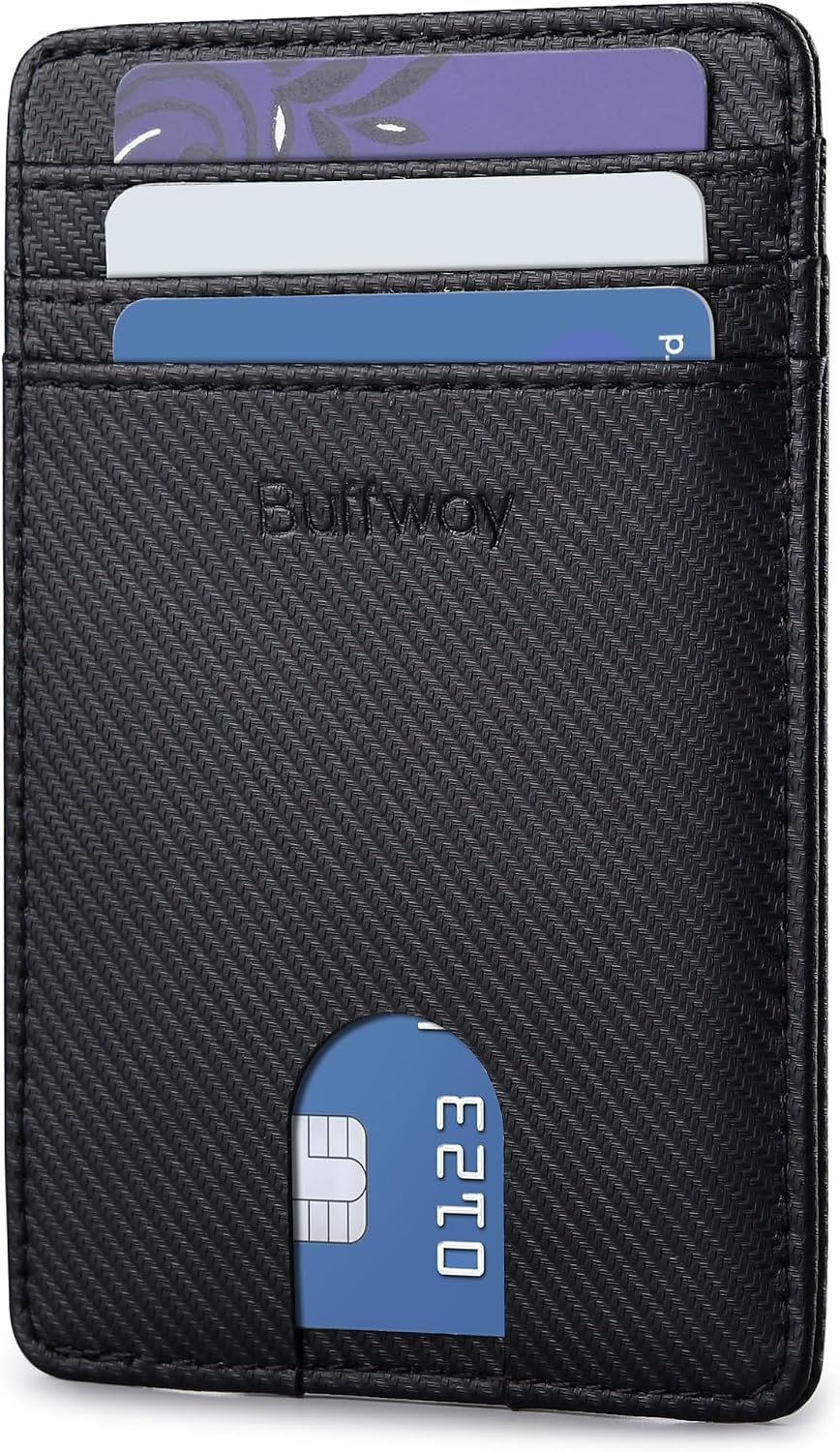Buffway Mens Slim Wallet, Minimalist Thin Front Pocket Leather Credit Card Holder with RFID Blocking for Work Travel - Image 14