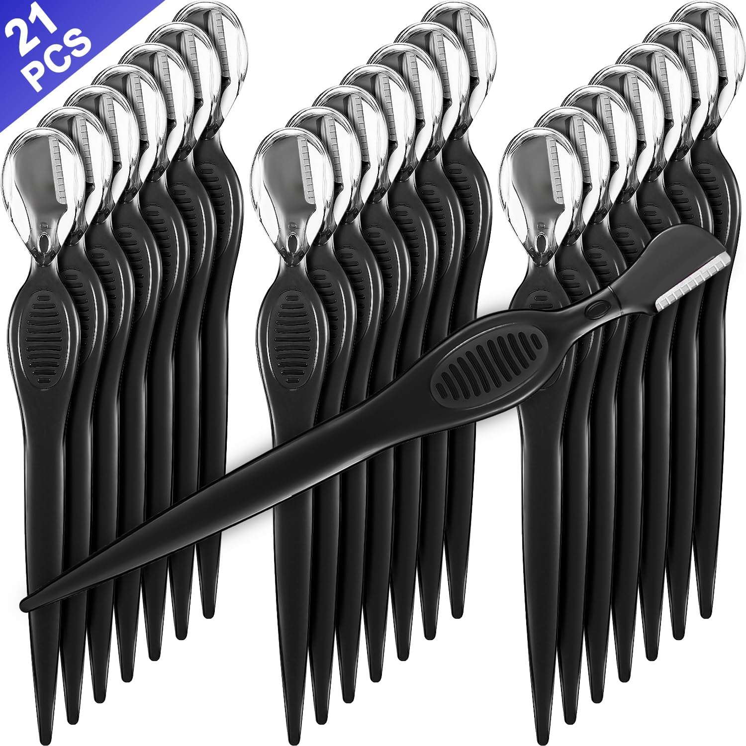 Mudder 21 Pieces Eyebrow Razor Set front view in black