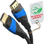 KabelDirekt 8K HDMI cable front view highlighting premium gold plated connectors.