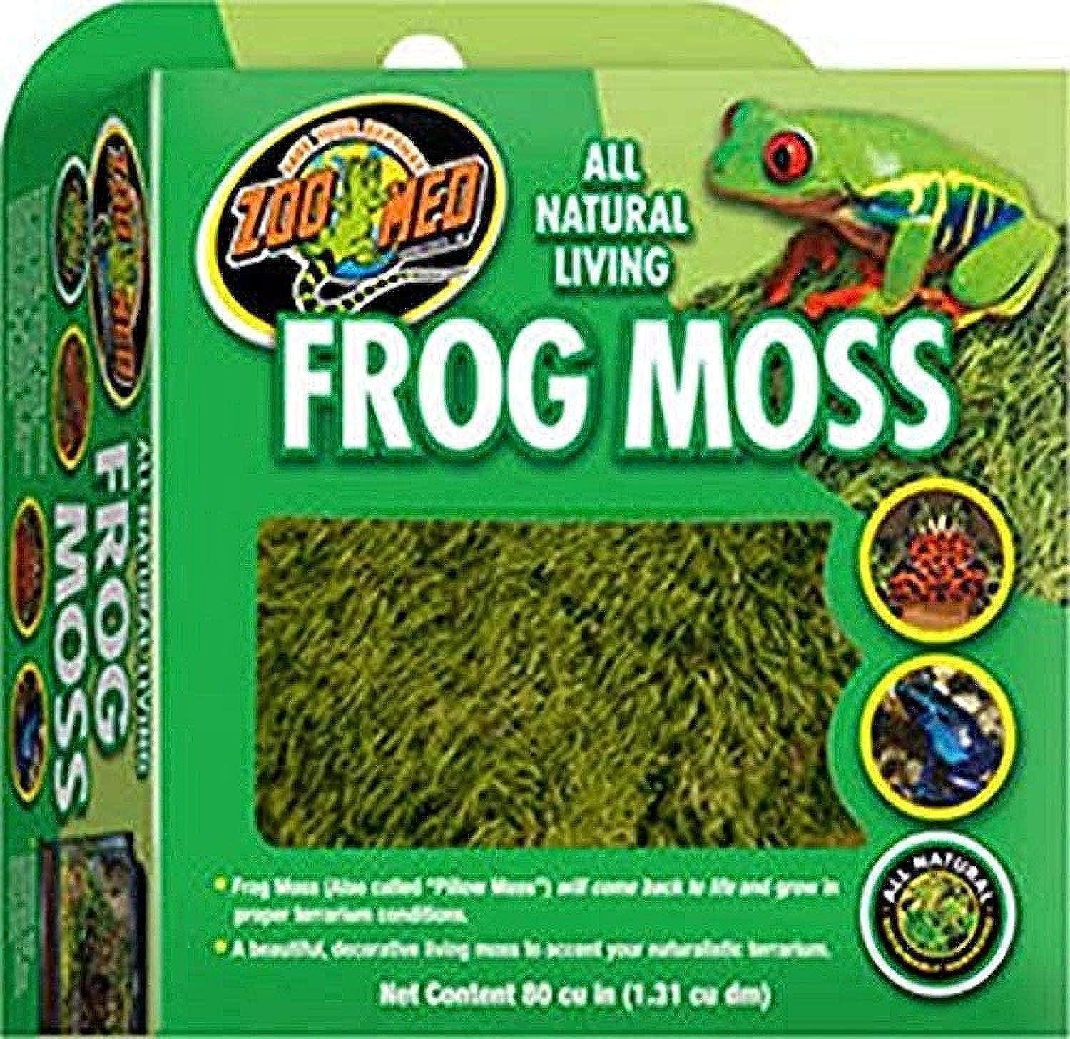 Zoo Med Frog Moss 80 Cubic Inches front view packaging of natural terrarium substrate