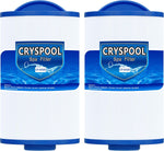 Cryspool spa filter cartridge front view showing 2 pack packaging