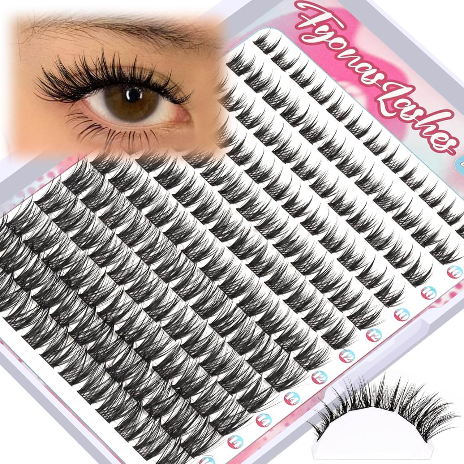 Manga Lash Clusters Natural Eyelash Clusters 144Pcs Anime Spiky Cluster Eyelash Extensions 8-16mm Wispy C Curl Individual Lashes DIY at Home (Sweet Heart) - Image 1