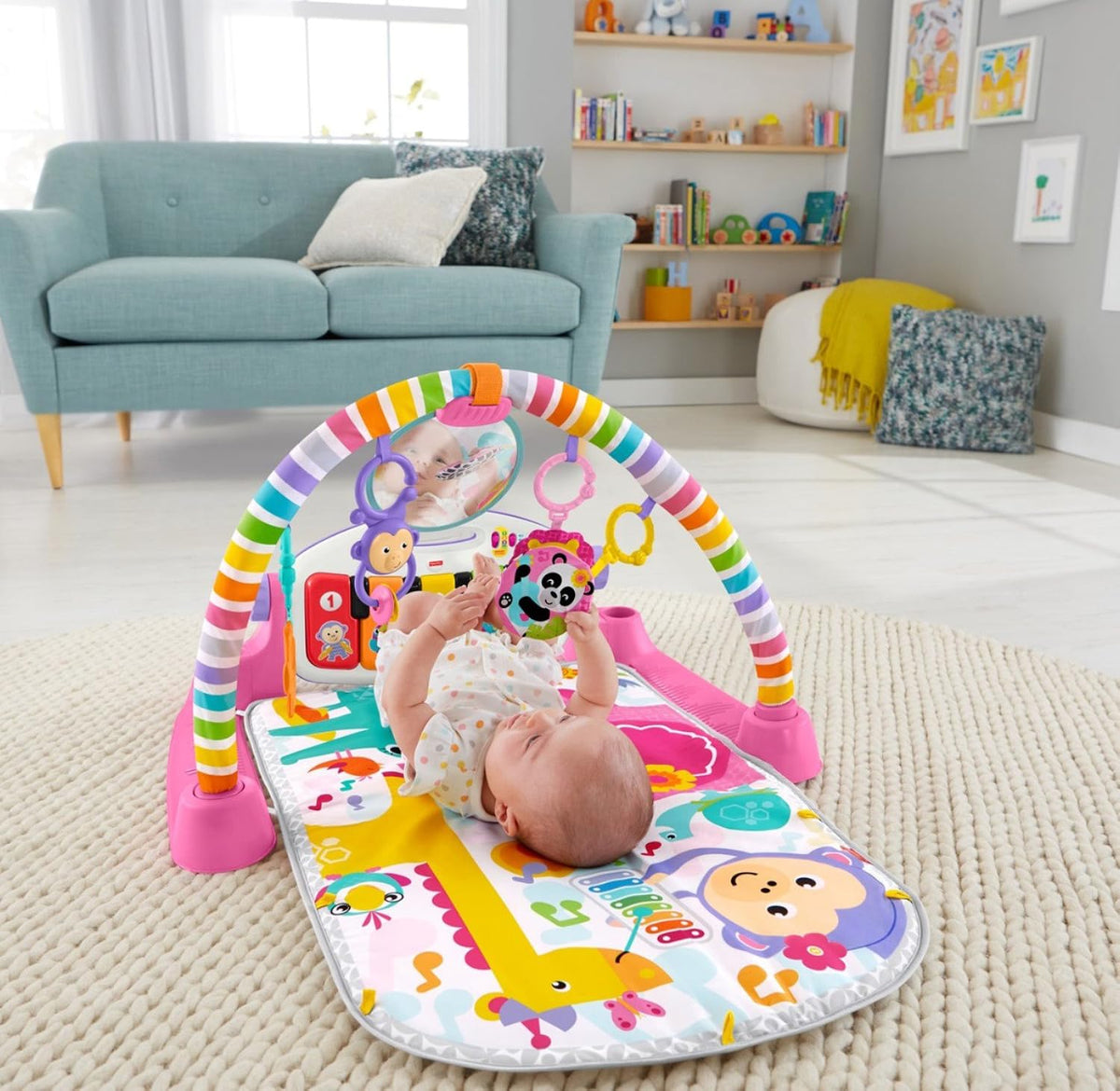 Fisher-Price Baby Gift Set Deluxe Kick & Play Piano Gym & Maracas, Playmat & Musical Toy with Smart Stages Learning Content Plus 2 Rattles [Amazon Exclusive] - Image 12