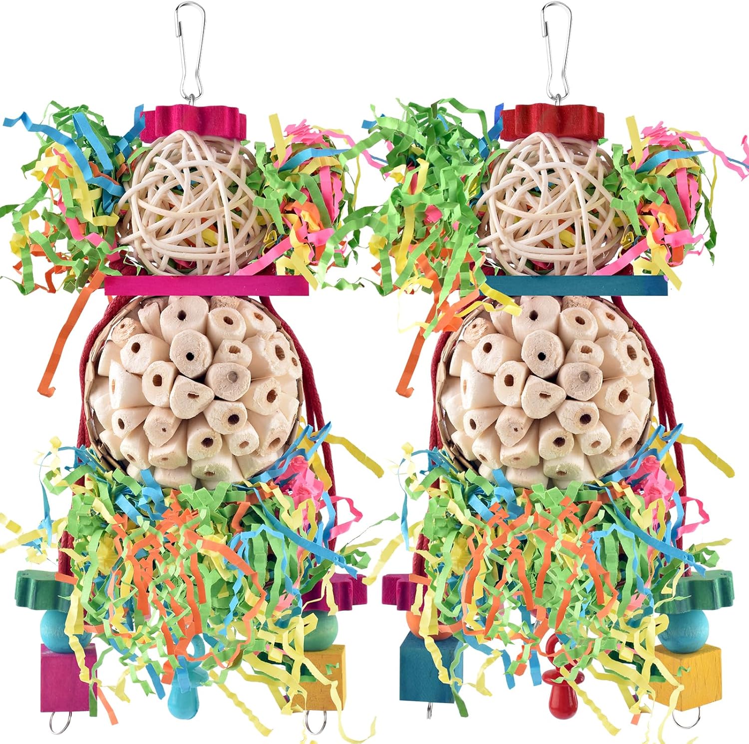 Bissap bird foraging shredder hanging toys front view inside cage