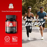Vegan Korean red ginseng supplements six hundred milligrams veggie softgels side panel label.