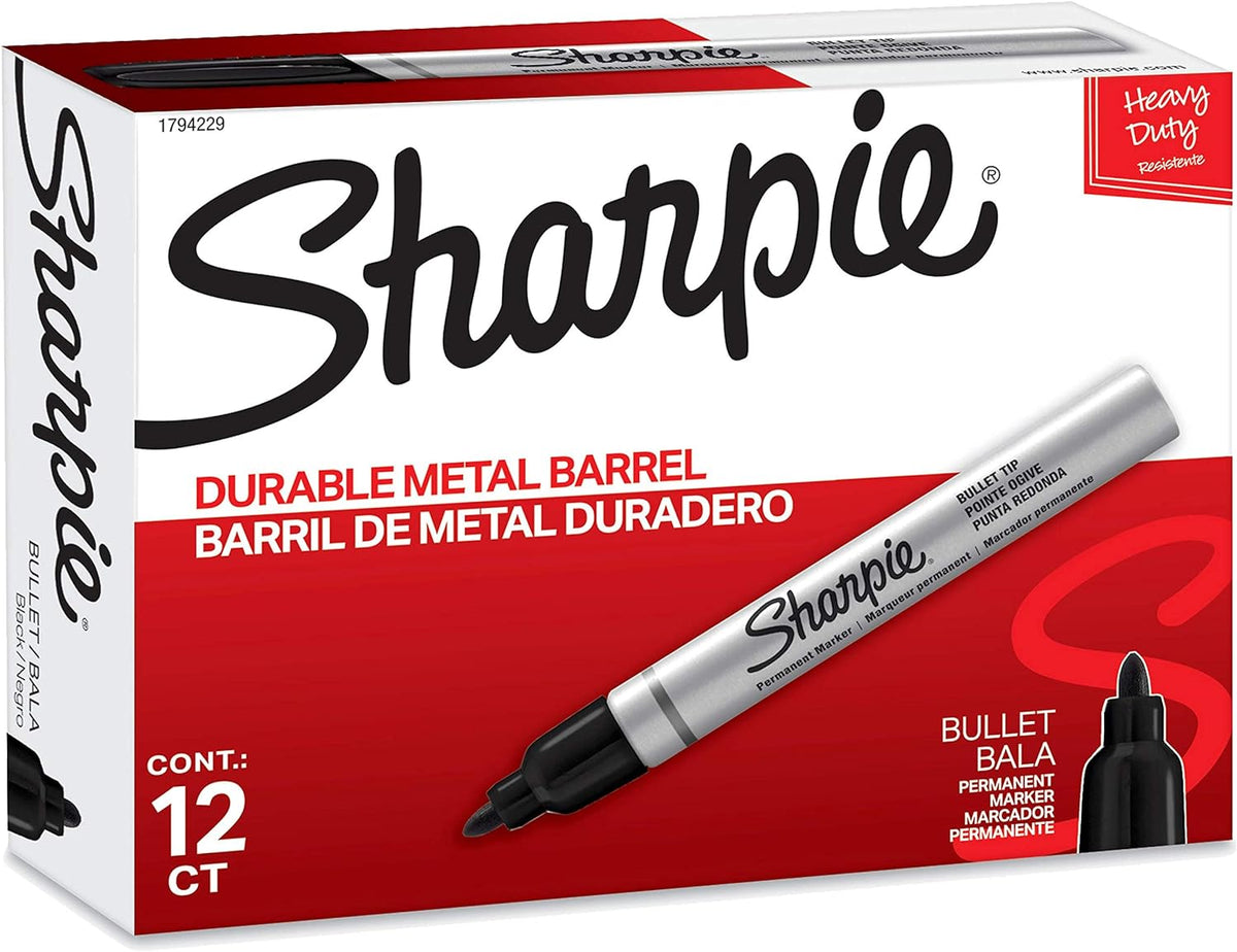 Sharpie 12 pack black markers product packaging overview