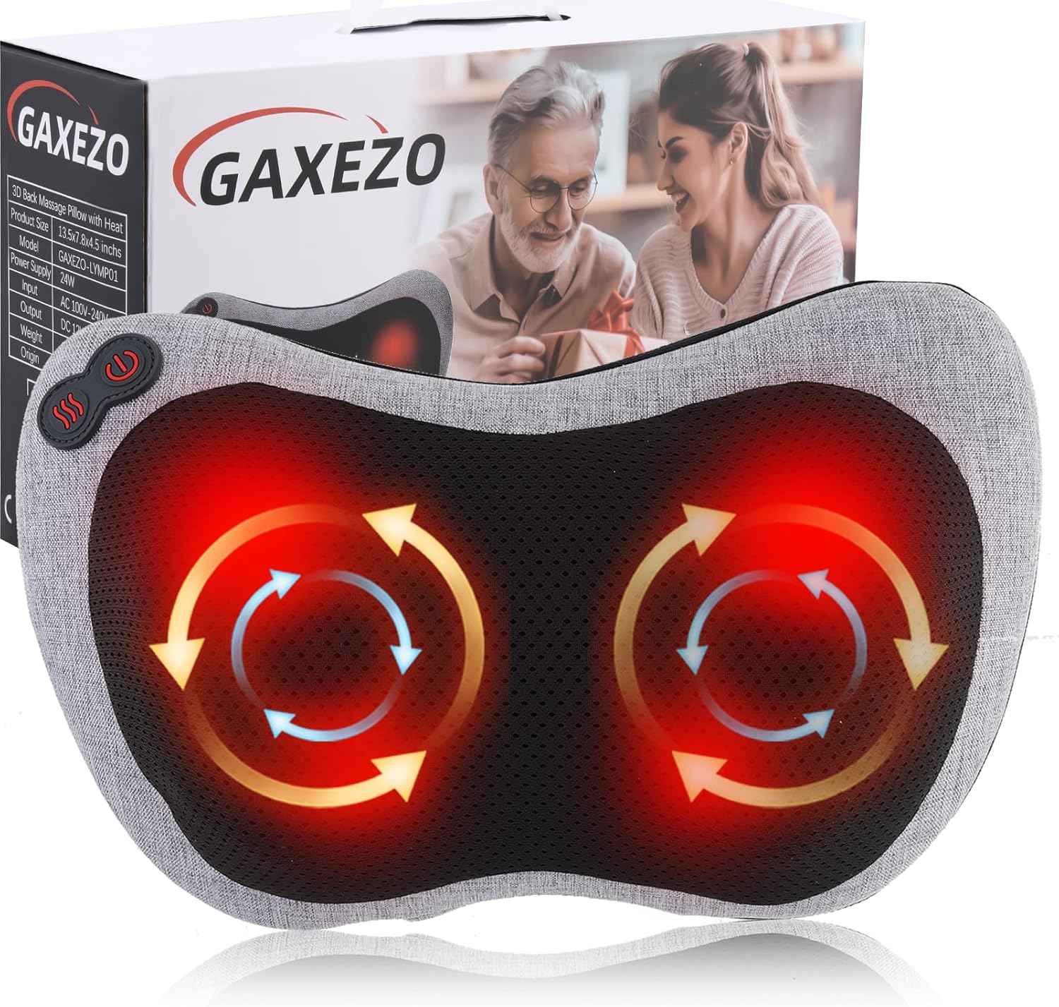 Gaxezo massage pillow front view with heat nodes