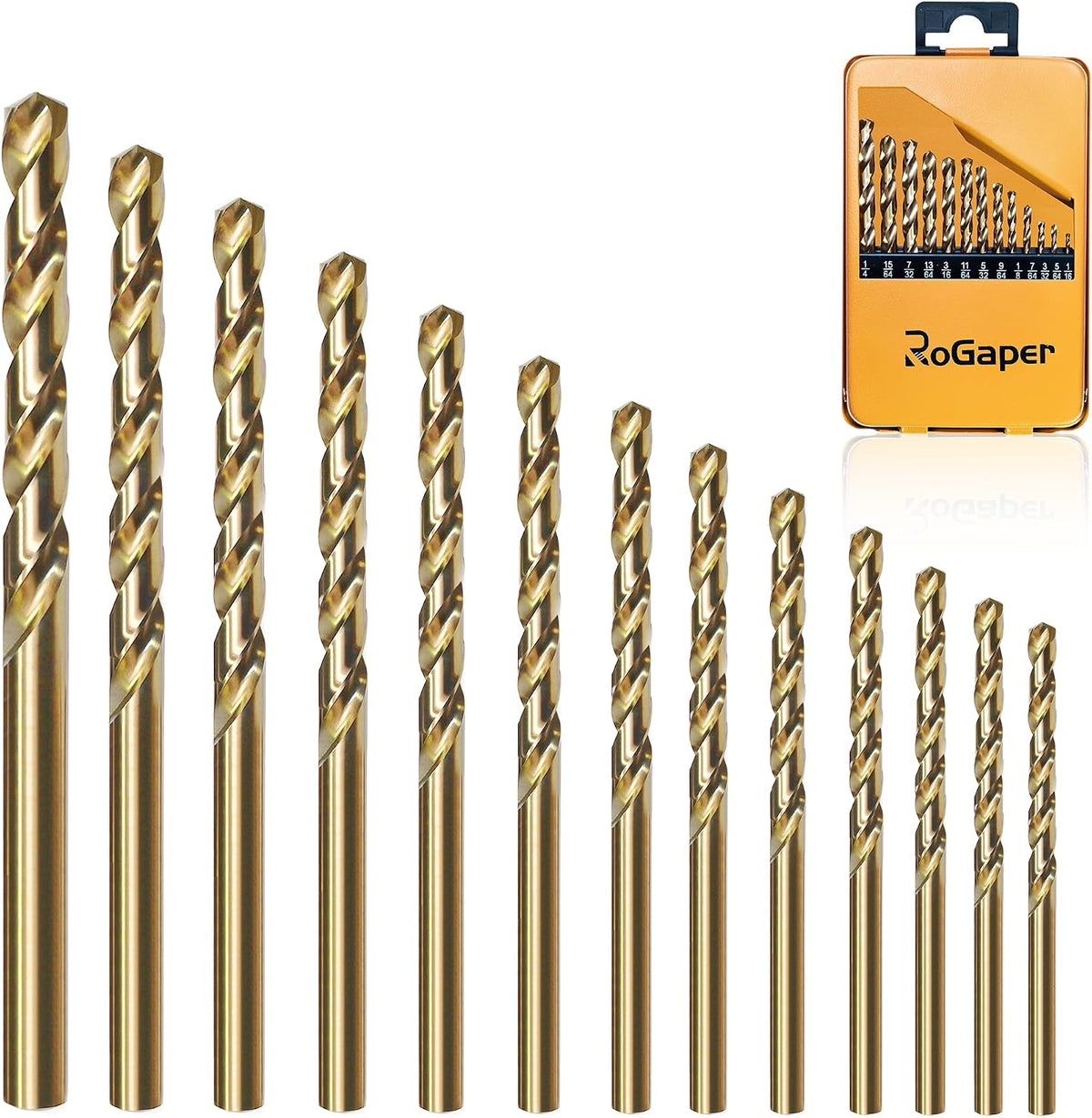 29Pcs Drill Bit Set, 135 Tip HSS with Black and Gold Finish, Metal Twist Jobber Drill Bit Kit for Hardened Metal, Steel, Plastic, Wood with Indexed Storage Case, 1/16" - 1/2" - Image 9