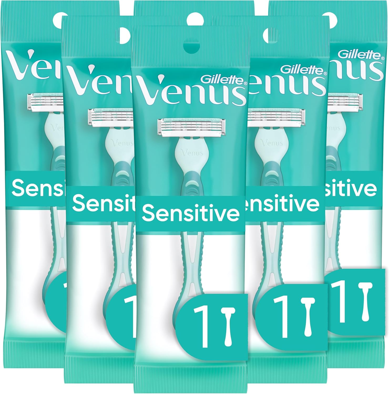 Venus Simply 3 Sensitive Disposable Razors, 6 Pack - Image 1