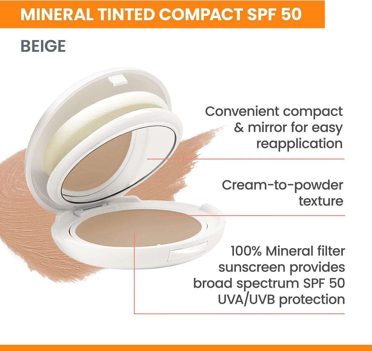 Open Avene Tinted Compact showing mirror and sponge applicator