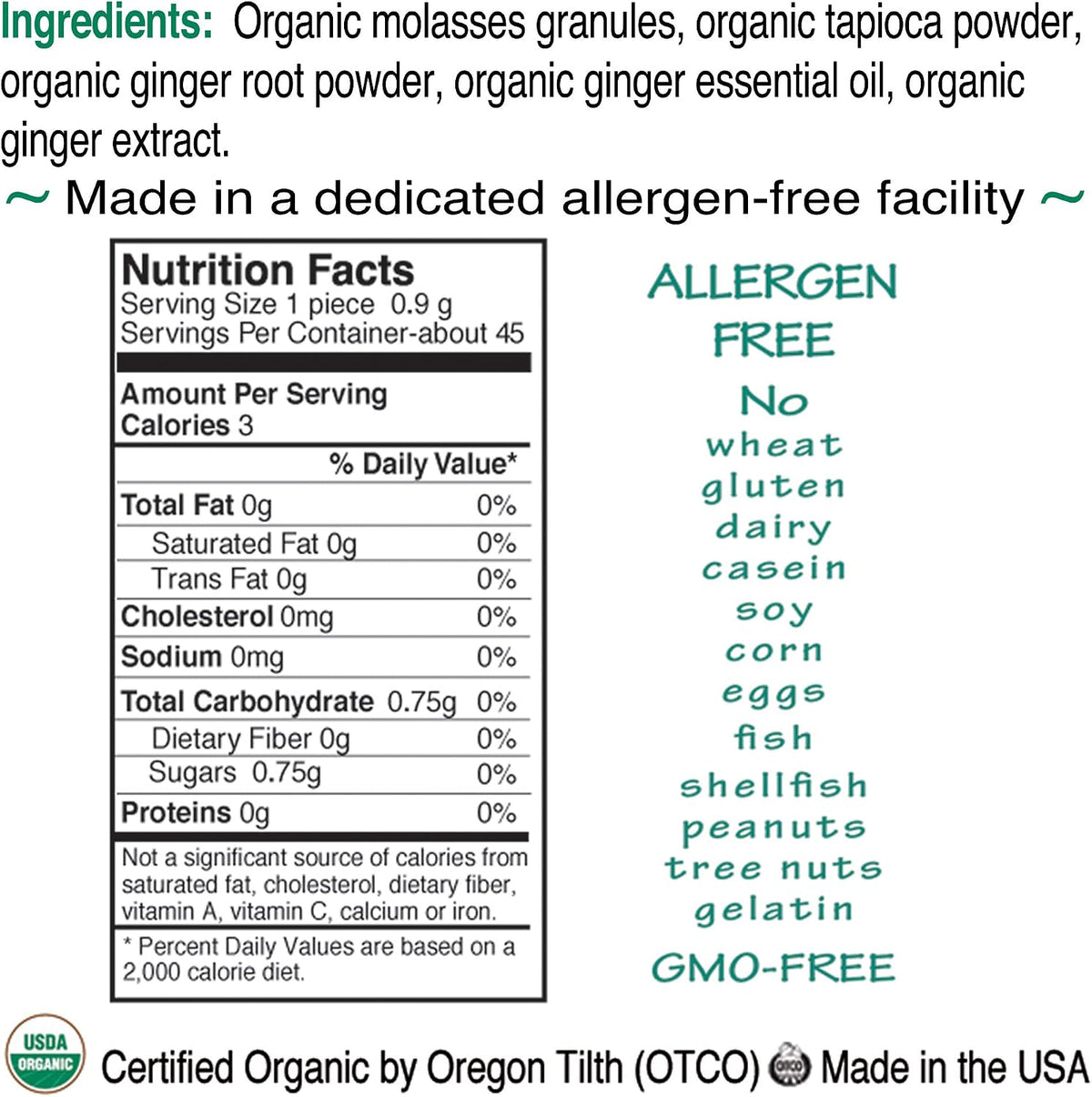 St. Claire's Organics Ginger Pastilles pack of 3 tins showing organic and vegan certifications