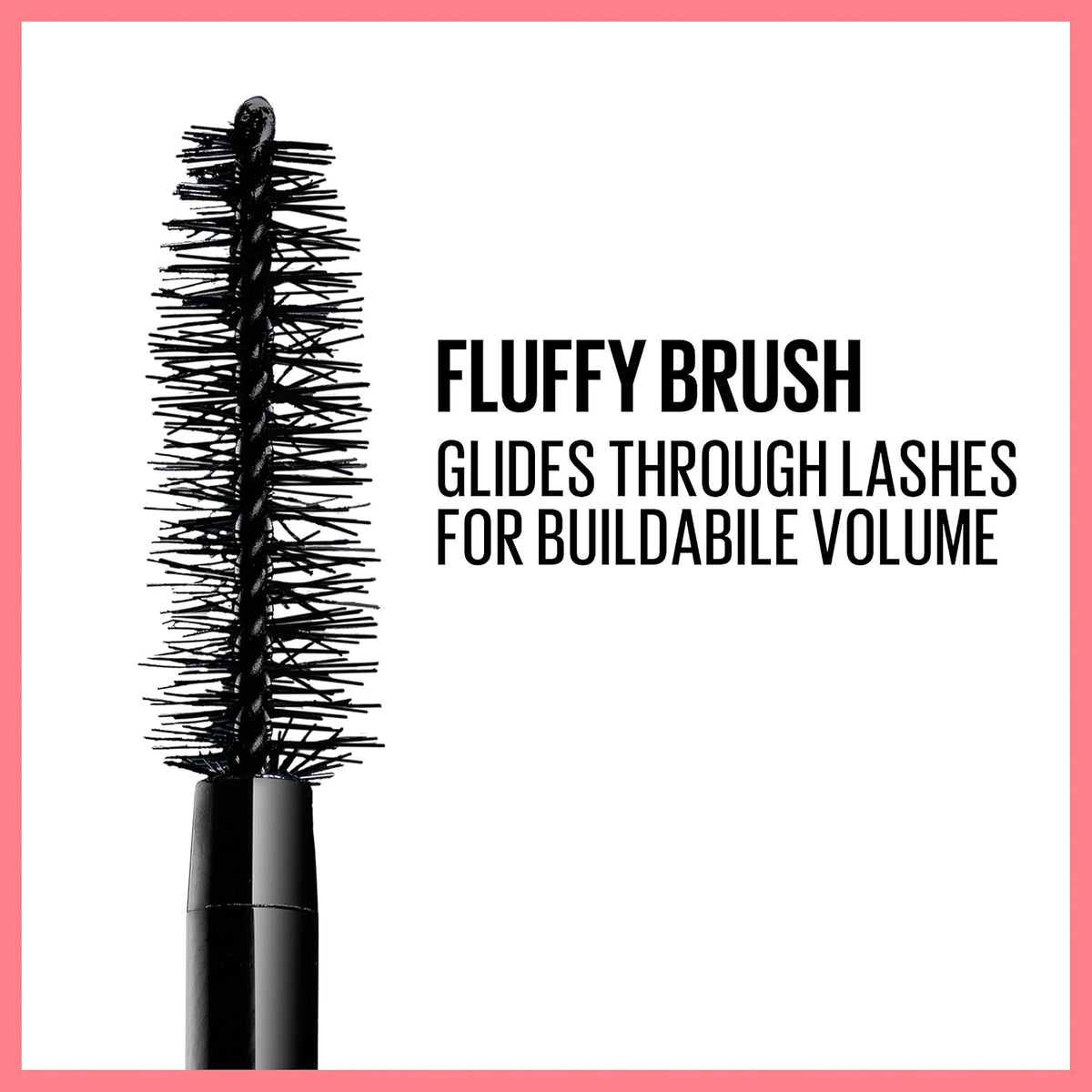 Close up of Maybelline Total Temptation lash volumizing mascara