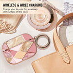Maxjoy pink yellow marble AirPods Pro case lifestyle view clipped to a bag