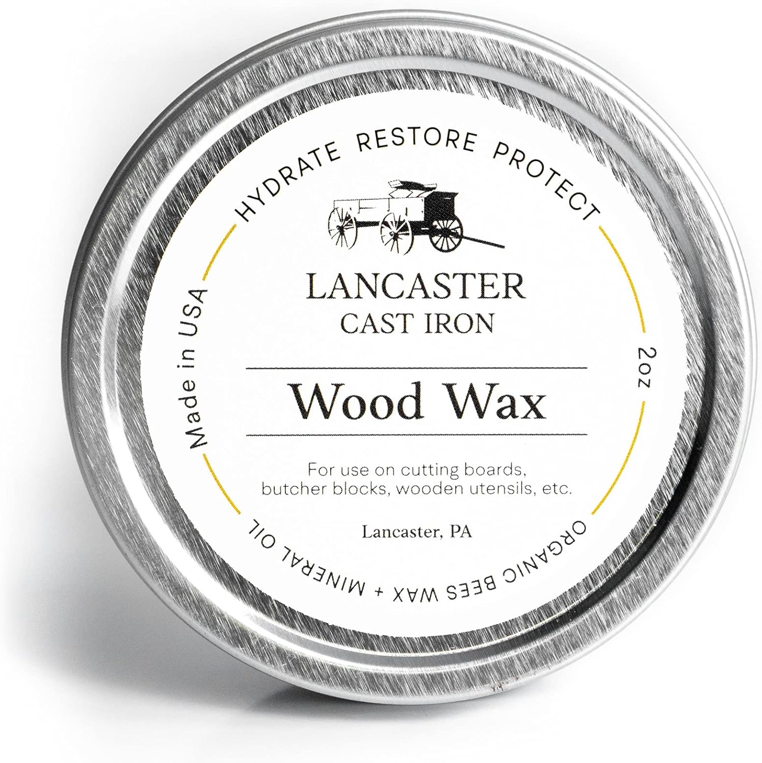 Lancaster Cast Iron wood wax container front view