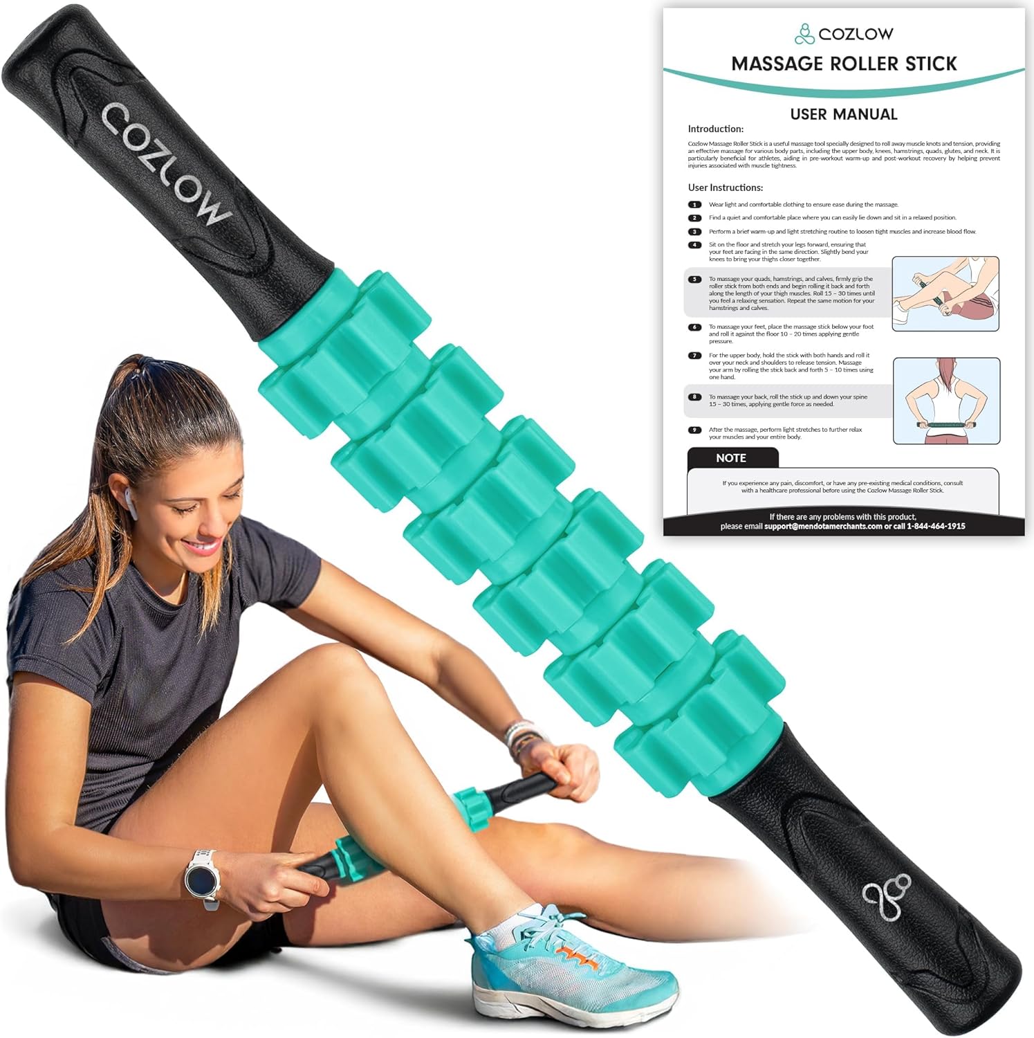 Cozlow muscle roller stick green front view