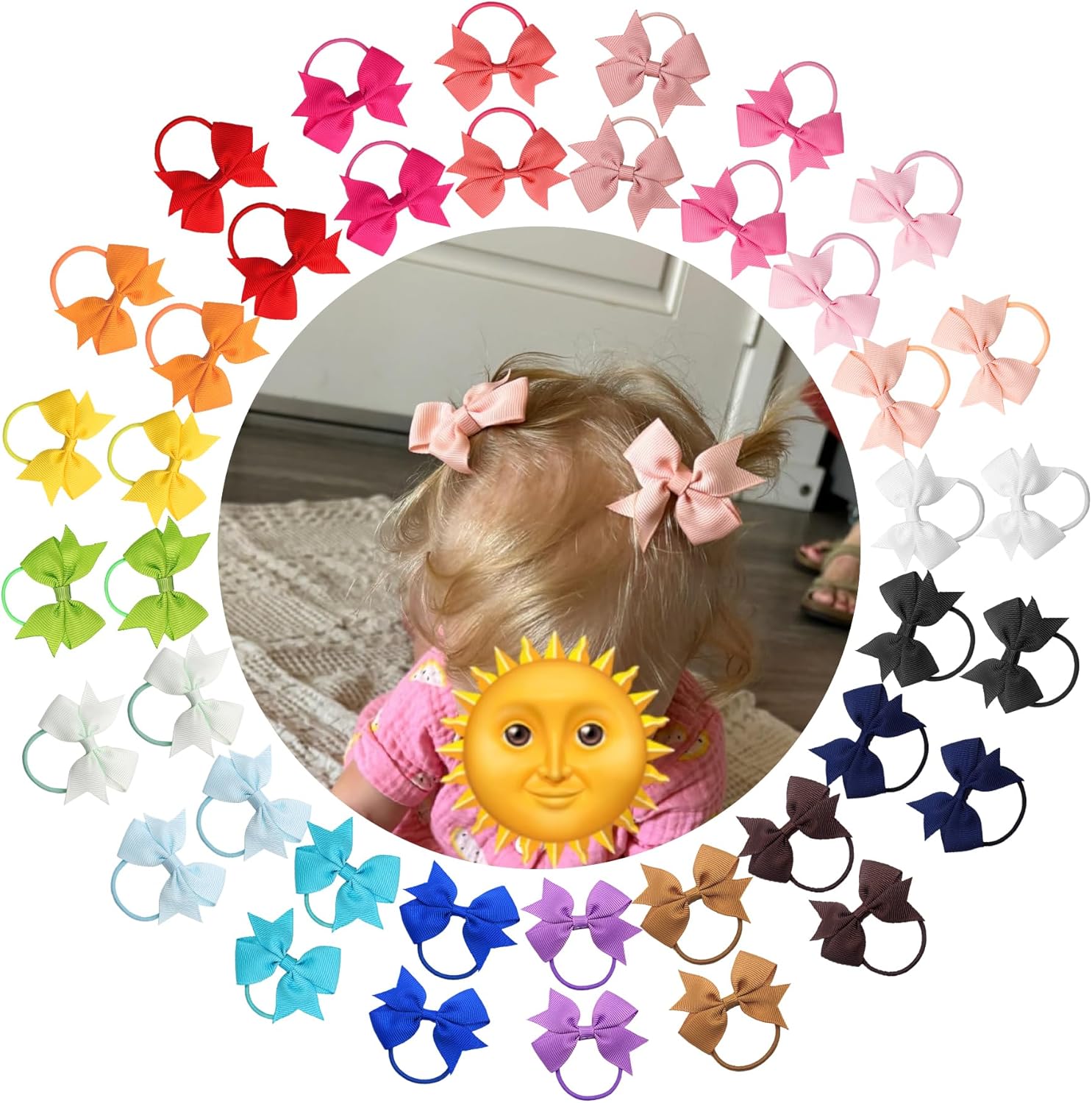 Joyoyo 40 piece baby bows hair ties front view