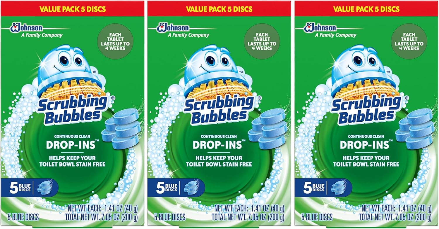 Scrubbing Bubbles Toilet Bowl Tablets, Continuous Clean Toilet Drop In Discs, Each Tablet Provides 4 Weeks of Protection Against Stains and Build Up, 5 Count (Pack of 3) - Image 1