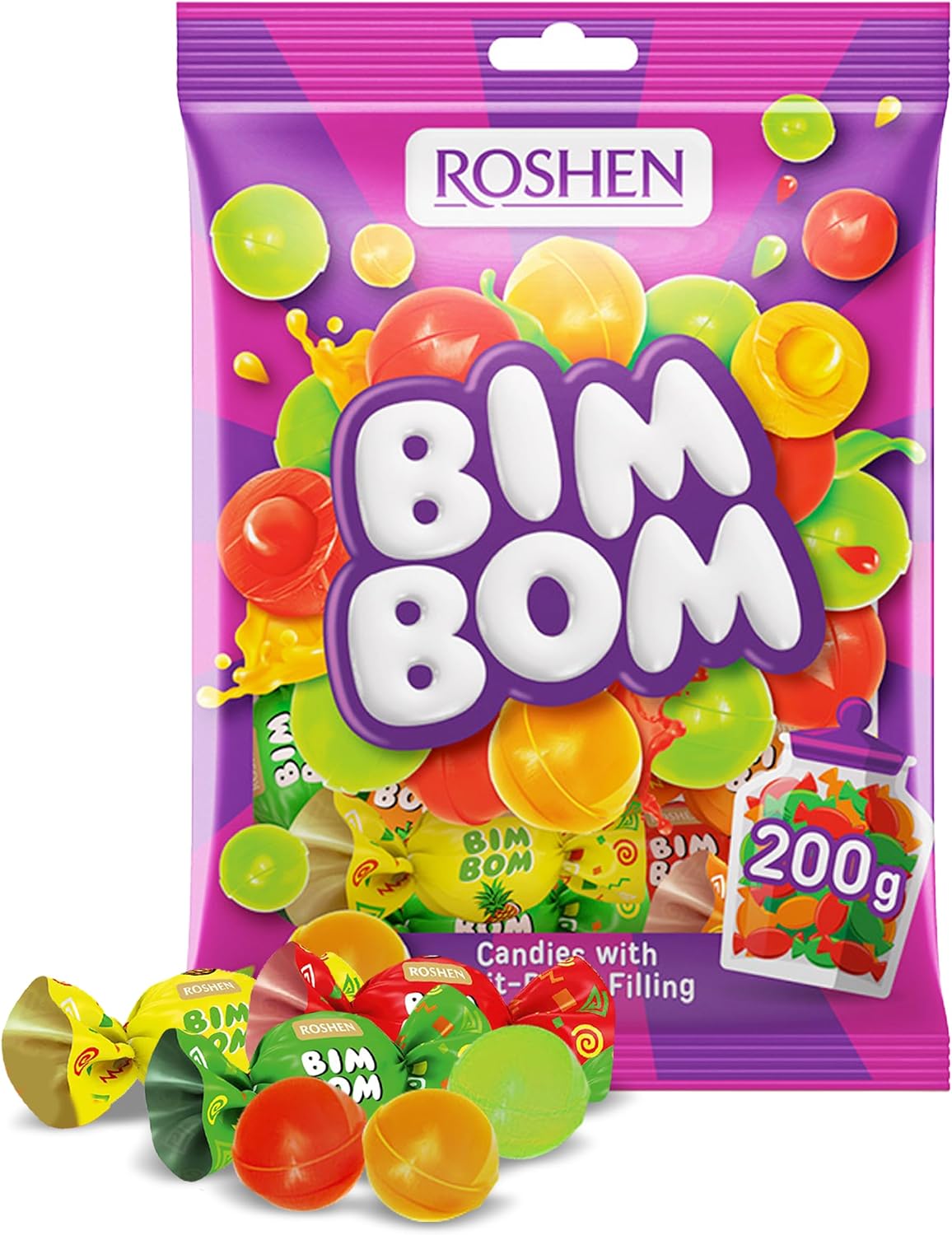 Roshen Bim Bom Hard Candy, 2.2 Lbs, Assorted Fruit & Berry Filled Candies, Individually Wrapped- Pear, Pineapple, Strawberry & Tutti-Frutti Flavors - Image 9