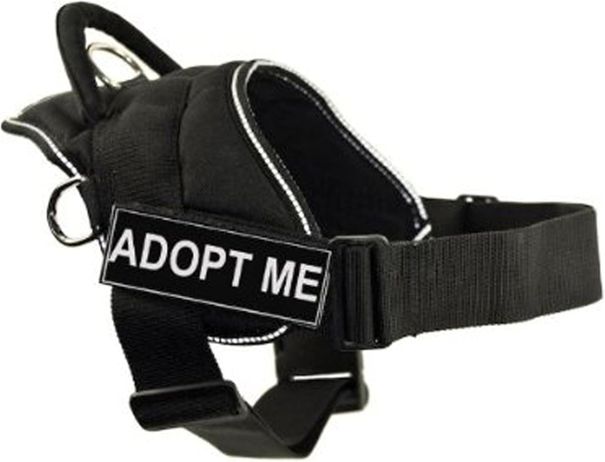 Dean And Tyler Fun Works harness front view showing Adopt Me patch