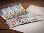 Rembrandt professional artist watercolours packaging and color swatches