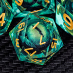 ARUOHHA dragon eye green resin dice front view
