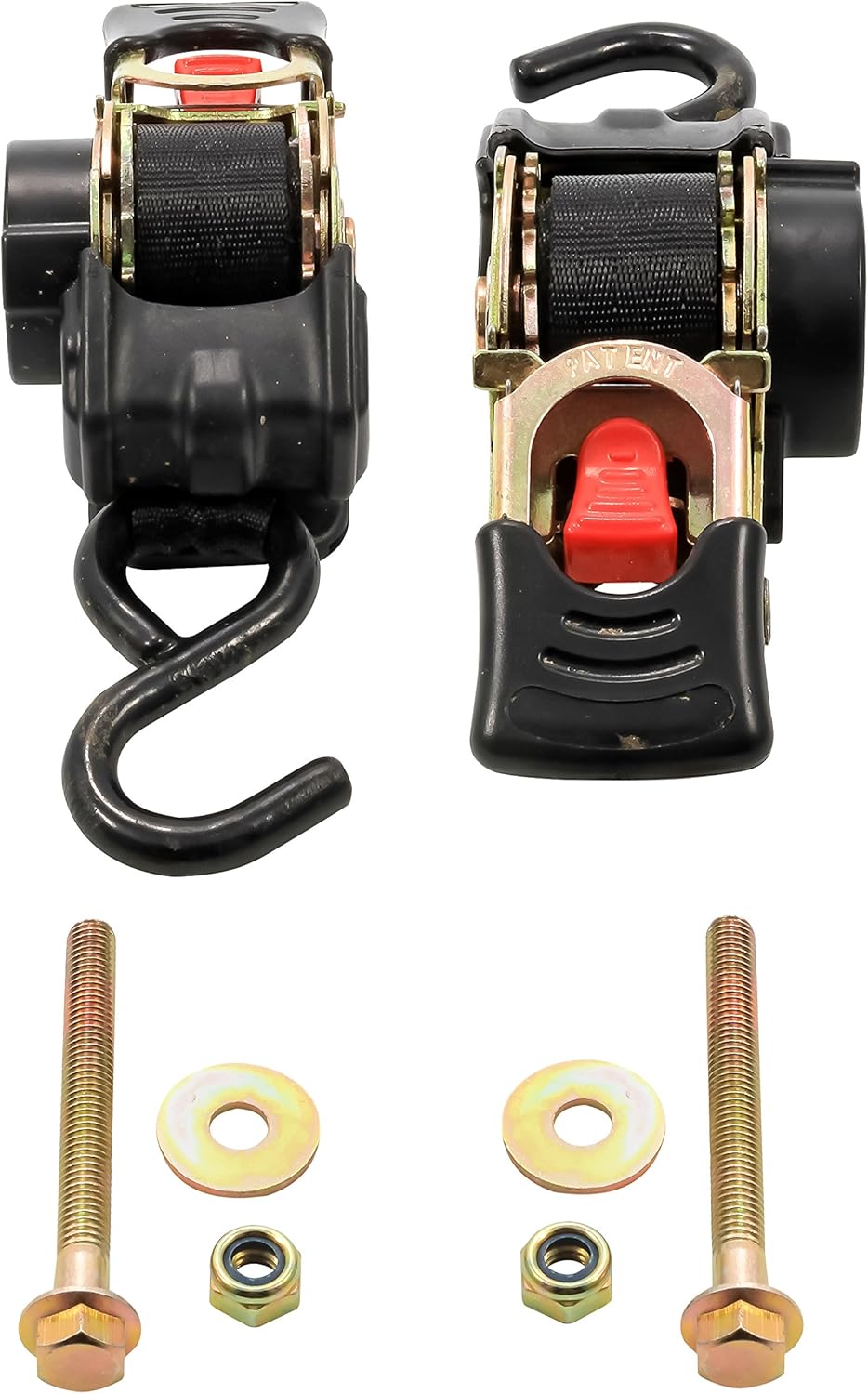 Camco retractable transom tie down strap front view for boat trailers