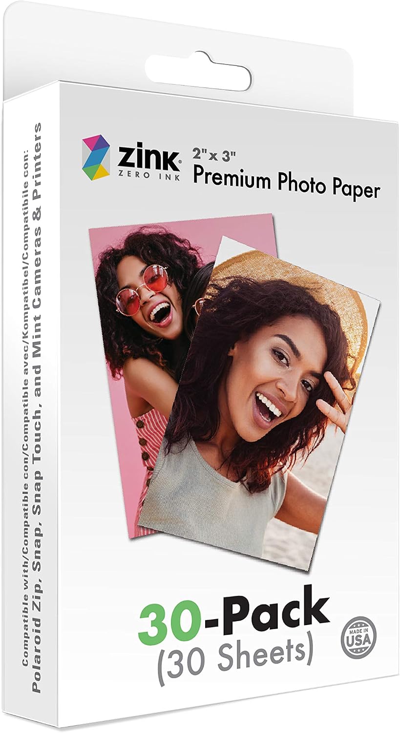 Zink instant photo paper 30 pack front packaging view
