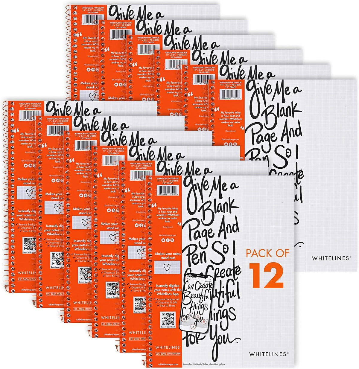 ROARING SPRING Whitelines Spiral Graph Ruled Notebook, Digitally Download Your Notes with FREE App, Premium Gray Paper, 11" x 8.5" 70 Sheets - Image 10