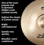 Zildjian 18 inch cymbal bell and hammering pattern
