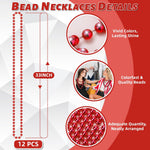 Close up of 7 millimeter round beads on red necklace strand