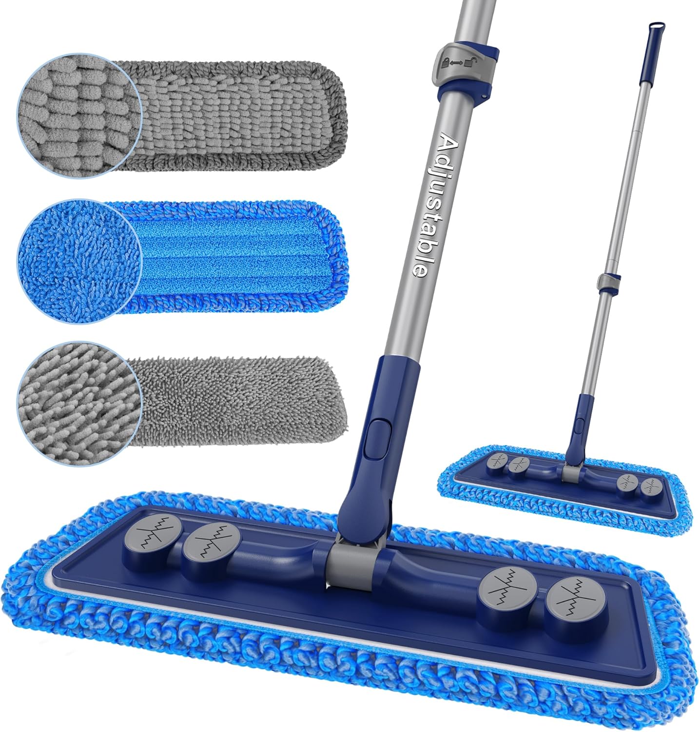 FORSPEEDER microfiber dust mop front view fully assembled with adjustable stainless steel handle
