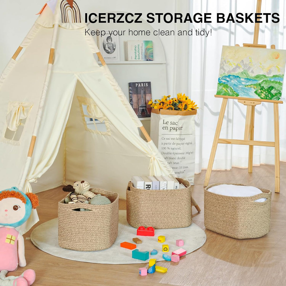 ICERZCZ bathroom towel basket arrangement