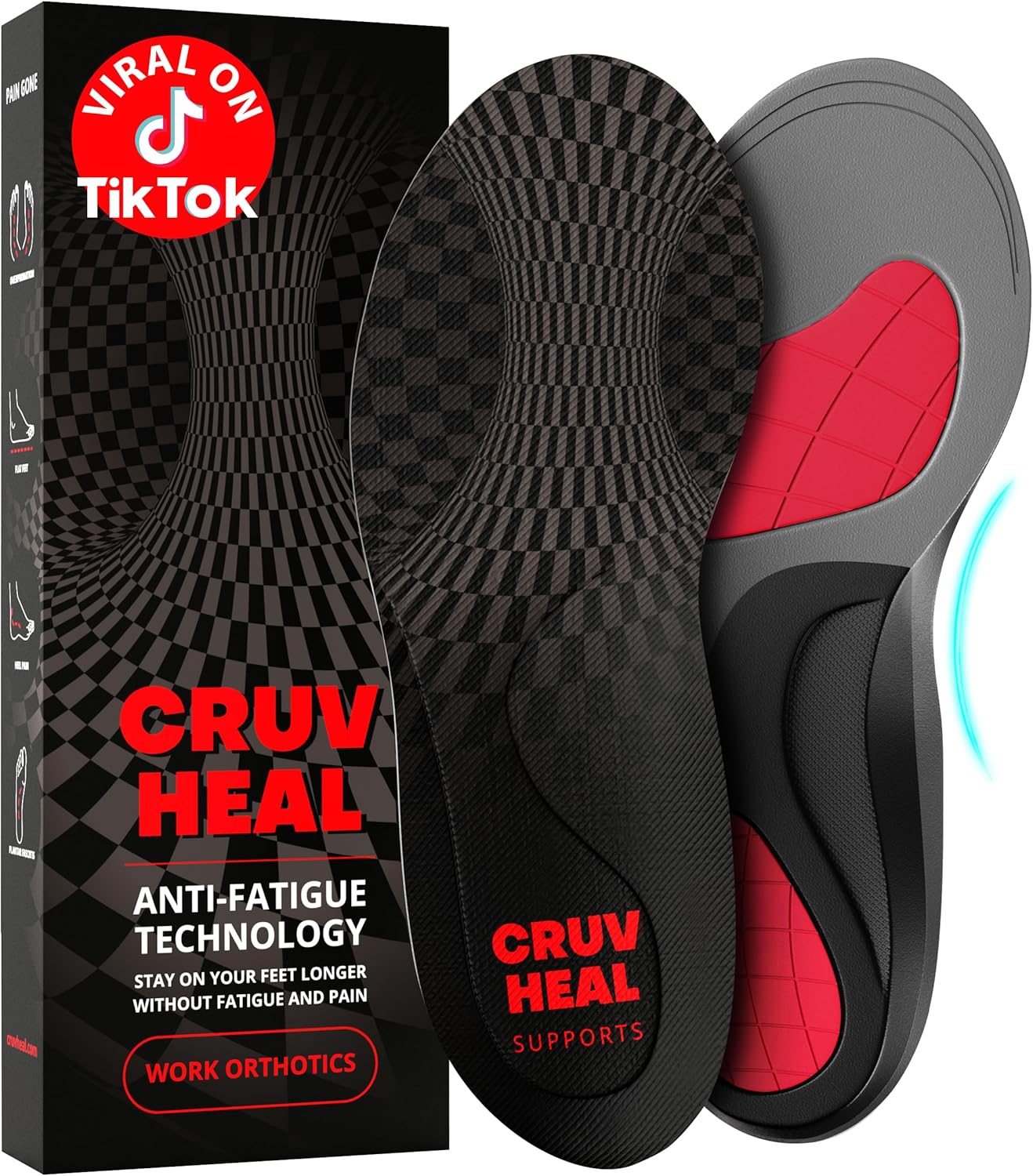 Cruvheal work orthotic boot insoles front view showing gray design